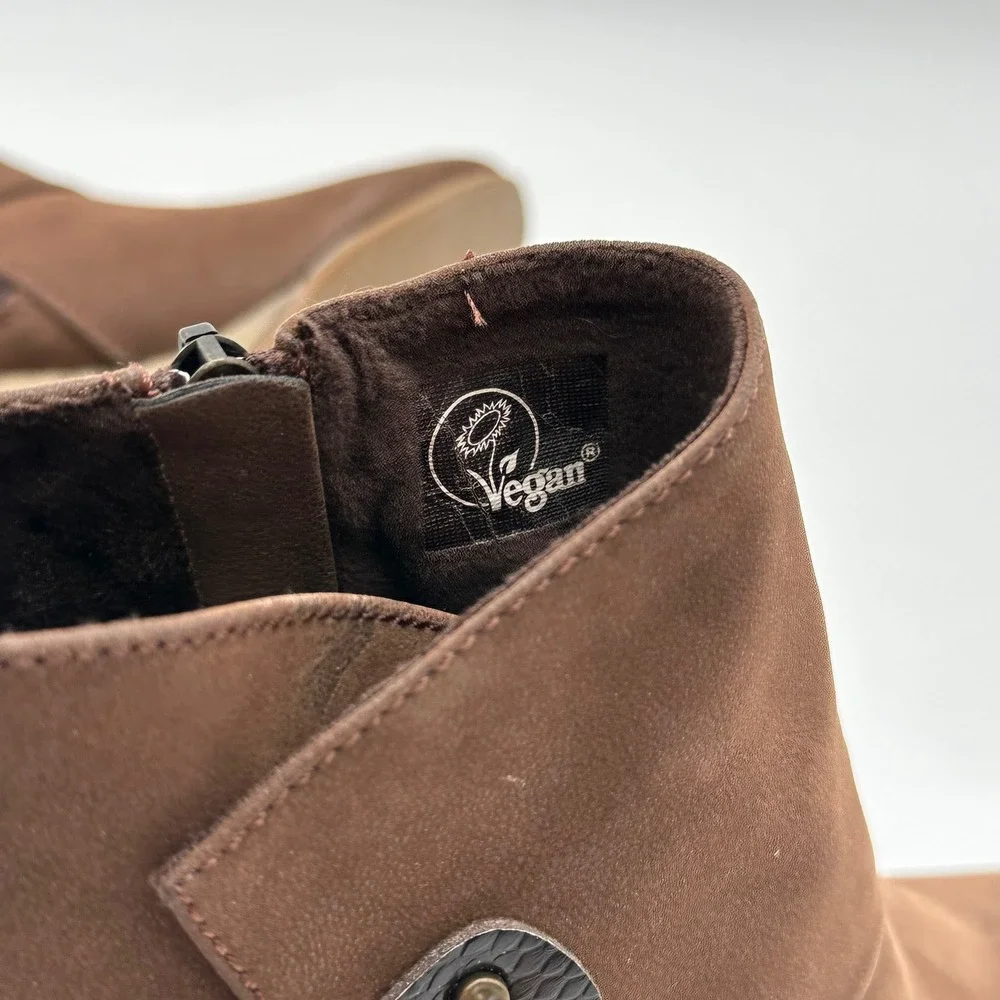 Blowfish Malibu Womens 8 Wedge Ankle Boots Brown Buckle Vegan Booties B1308